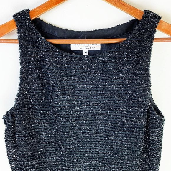 Andrea Polizzi Rex Lester Formal Sleeveless Top Medium Cocktail Metallic Black M - Picture 2 of 5
